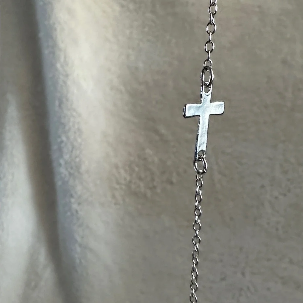 Cross Bracelet Double Sided Silver Tone Bracelet Faith Religious Gifts NWT